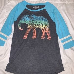 Multi colored elephant shirt!